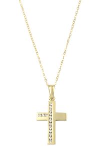 Amor Damen Kette mit Anhänger "Kreuz, 2014242", Gelbgold 375, L: 45cm, gold, Gelbgold 375, Halsketten, mit Zirkonia (synth.)