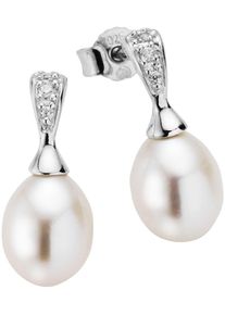 ADRIANA Damen Paar Ohrstecker "Schmuck Geschenk Silber 925 Ohrringe Sanremo, S20", Silber 925 (Sterlingsilber)-Perlen, weiß, Silber 925