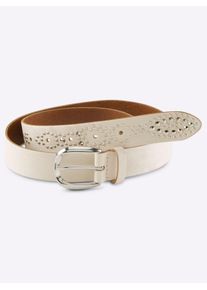 Heine Damen Ledergürtel, beige, Gr. 75, Gürtel