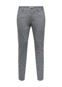 Only & Sons ONLY & SONS Herren Chinohose "ONSMARK SLIM CHECK 020919 PANT NOOS", grau, modisch, Gr. 30, unifarben, Web, Obermaterial: 64% Viskose, 31% Polyester,
