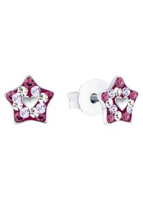 Mädchen Paar Ohrstecker "Stern mit Herz, 2035299", Silber 925 (Sterlingsilber), pink, Prinzessin Lillifee, Silber 925 (Sterlingsilber), Ohrringe, mit