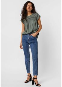 Véro Moda VERO MODA Damen Spitzentop "VMDEBBIE PLEAT S/L TOP GA NOOS", grün, feminin, Gr. XL, unifarben, Web, Obermaterial: 100% Viskose, Tops