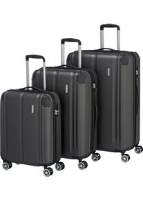Travelite Trolleyset "CITY, marine", grau, ABS, unifarben, Koffer-Sets, Kofferset Reisegepäck Reisekoffer TSA Schloss
