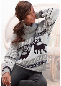 Vivance Damen Rollkragenpullover, grau, modisch, Gr. 36, gemustert, Strick, Obermaterial: 85% Polyacryl, 9% Elasthan, 6% Polyamid, Pullover, mit