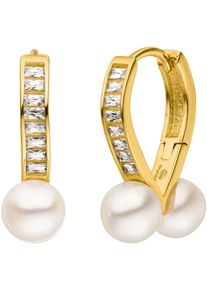 ADRIANA Damen Paar Creolen "Schmuck Geschenk Silber 925 Ohrringe Ravello, R34", Silber 925 (Sterlingsilber)-Perlen, gelb, Silber 925