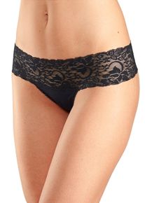 Vivance Damen String, Gr. 32, schwarz, Single Jersey, Obermaterial: 95% Baumwolle, 5% Elasthan. Spitze: 93% Polyamid, 7% Elasthan (LYCRA), unifarben,