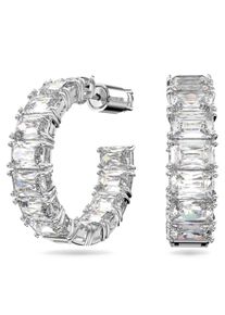 Swarovski Damen Paar Creolen "Matrix Baguette, 5612673", Metall, silber, Metall, Ohrringe, mit Swarovski Kristall