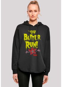 F4NT4STIC Damen Kapuzenpullover "Stranger Things You Better Run Netflix TV Series", schwarz, casual, Gr. L, Obermaterial: 100% Baumwolle, Pullover,