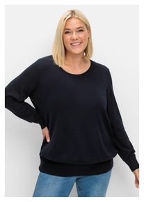 sheego Damen Rundhalspullover "Große Größen", blau, klassisch, Gr. 56, unifarben, Feinstrick, Obermaterial: 60% Viskose, 40% Polyester, Pullover, aus
