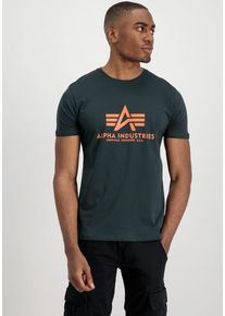 Herren T-Shirt "Basic T-Shirt", blau, modisch, Gr. M, Alpha Industries, bedruckt, Single Jersey, Obermaterial: 100% Baumwolle, Shirts