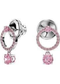 Swarovski Damen Paar Ohrstecker "Constella Pavé Attract Drop Circle, 5563278, 5723563, 5723565", Metall, rosa, Metall, Ohrringe, mit Swarovski