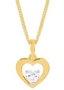 Amor Damen Kette mit Anhänger "Schmuck Geschenk Halskette Herz LIEBE, 2014399", Gelbgold 375, gold, Gelbgold 375, Halsketten, mit Zirkonia (synth.)