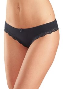 Lascana Damen Brasilslip, Gr. 32, schwarz, Single Jersey, Obermaterial: 95% Baumwolle, 5% Elasthan. Spitze: 87% Polyamid, 13% Elasthan, unifarben,