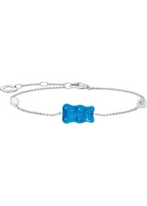 Thomas Sabo Damen Armband "Thomas Sabo x HARIBO Schmuck: Armband mit Goldbär", 19, Silber 925 (Sterlingsilber)-Perlen, blau, Silber 925