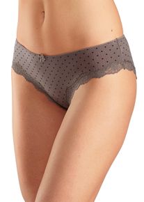Lascana Damen Slip, Gr. 32, grau, Obermaterial: 95% Baumwolle, 5% Elasthan. Spitze: 87% Polyamid, 13% Elasthan, unifarben, gestreift, gepunktet,