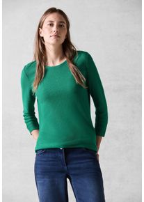 Cecil Damen 3/4 Arm-Pullover, grün, casual, Gr. S, unifarben, Web, Stoff, 60% Baumwolle, 40% Viskose, Pullover, Feinstrick