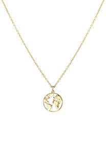 PURELEI Damen Kette mit Anhänger "Schmuck Geschenk Worldmap, mit Welt-Motiv, Necklace-WorldMap", Edelstahl, L: 45cm, gold, Edelstahl, Halsketten