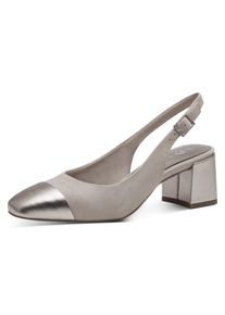 Marco Tozzi Damen Slingpumps, Gr. 38, beige, Textil, Lederimitat, Veloursleder, klassisch, Schuhe, Abendschuh, Sommerschuh, Blockabsatz, in modischer