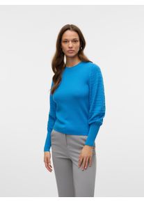 Véro Moda VERO MODA Damen Strickpullover "VMHOLLYPOINTELLE LS O-NCK PULLOVE GA BOO", blau, modisch, Gr. S, unifarben, Strick, Obermaterial: 50% Viskose, 28%