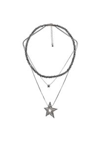 Steuer Damen Kette mit Anhänger "Set Collier mit Glasperlen zweireihige Venezianer mit Stern", 46cm, Metall, L: 46cm B: 6.0mm, silber, Metall,