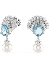 Swarovski Damen Paar Ohrstecker "Idyllia E Fauna Drop Muschel, 5680301", Metall-Perlen, blau, Metall, Perlen, Ohrringe, mit Swarovski Kristall - mit