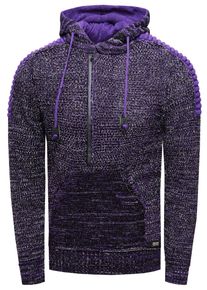 Rusty Neal Herren Kapuzensweatshirt "Knitwear", lila, casual, Gr. M, unifarben, 70% Polyacryl, 30% Baumwolle, Sweatshirts, mit praktischem