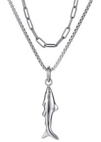 Firetti Damen Kette mit Anhänger "Schmuck Geschenk Edelstahl Halsschmuck Halskette Haifisch", Edelstahl, L: 45cm, silber, Edelstahl, Halsketten