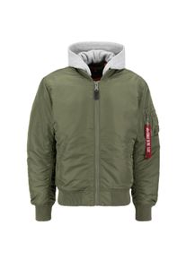 Herren Bomberjacke "Alpha Industries Men - Bomber Jackets MA-1 Zip Hood Back EMB", grün, Gr. XL, Alpha Industries, Obermaterial/Futter: 100% Nylon,