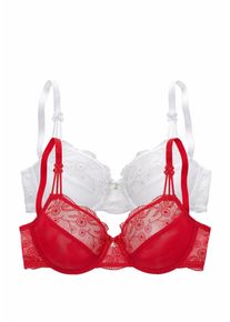 Nuance Damen Bügel-BH, Gr. 80, rot, Spitze, Netz, Obermaterial: 68% Polyamid, 25% Polyester, 7% Elasthan, feminin, BHs, mit schöner Stickereispitze,