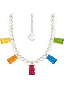 Thomas Sabo Damen Kette mit Anhänger "Thomas Sabo x HARIBO Schmuck: Perlenkette mit Goldbären", 50, Silber 925 (Sterlingsilber)-Perlen, B: 8,5mm,