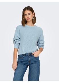 Only Damen Rundhalspullover "ONLLUNA LS O-NECK PULLOVER KNT NCA", blau, modisch, Gr. M, unifarben, Strick, Obermaterial: 60% Baumwolle, 40%