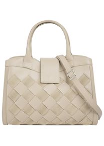 Samantha Look Damen Henkeltasche, beige, Leder, Taschen, echt Leder, Made in Italy