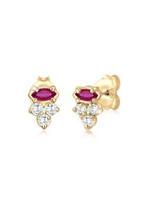 Elli Damen Paar Ohrstecker "Ohrstecker Zirkonia Synthetischer Rubin 925 Silber", OneSize,mit Steinen, Silber 925 (Sterlingsilber), gold, Silber 925