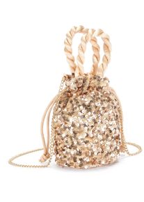 Vivance Damen Umhängetasche, gold, Polyester, unifarben, Glitzer, glänzend, Taschen, Beuteltasche, Partytasche mit Glitzer, Schultertasche, Minibag,