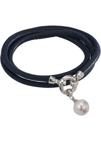 ADRIANA Damen Lederarmband "Schmuck Geschenk Silber 925 Armband Armkette Capri, C1-N, C1-W", Silber 925 (Sterlingsilber)-Leder-Perlen, schwarz-weiß,