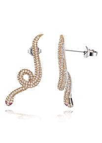 Goldmaid Damen Paar Ohrstecker "925 Sterling Silber Glänzend Schlange Zirkonia weiß+rot", ONE-SIZE, Silber 925 (Sterlingsilber), weiß, Silber 925