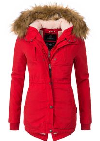 Marikoo Damen Wintermantel "Akira", rot, casual, Gr. S, kontrastfarbene Details, Obermaterial: 90% Polyester, 10% Nylon, Futter: 100% Polyester,