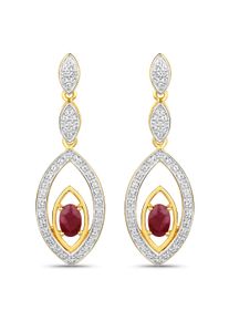 VIRA JEWELS Damen Paar Ohrhänger "Silber 925 zweifarbig 40mm lang mit 2x Rubin und 80x Weiß-Topas", ONE-SIZE, 1,38 ct, Silber 925 (Sterlingsilber),