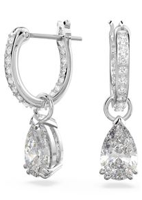 Swarovski Damen Paar Creolen "Stilla Pear Drop, 5636716, 5723564, 5723566", Metall, silber, Metall, Ohrringe, mit Swarovski Kristall - Einhänger