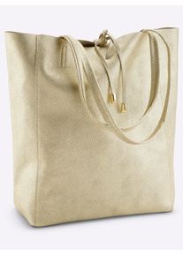 Heine Damen Handtasche, gold, Leder, unifarben, bedruckt, gemustert, Taschen