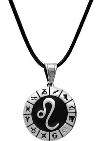 Firetti Damen Kette mit Anhänger "Schmuck Geschenk Edelstahl Leder Halsschmuck Halskette Sternzeichen", Löwe, Edelstahl-Leder, L: 80cm B: 2mm, weiß,