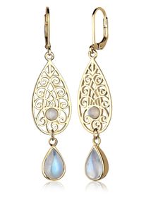 Elli Damen Paar Ohrhänger "Mondstein Tropfen Ornamente 925 Silber", OneSize,mit Steinen, Silber 925 (Sterlingsilber), gold, Silber 925