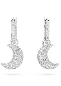 Swarovski Damen Paar Creolen "Sublima Luna Halbmond, 5666157", Metall, silber, Metall, Ohrringe, mit Swarovski Kristall - Einhänger abnehmbar