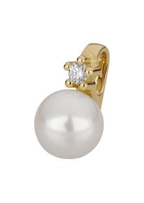 OROLINO Damen Ketten-Anhänger "585 Gold mit Brillant 0,03ct. + Perle weiß 5,5-6mm", ONE-SIZE, 0,03 ct SI = kleine Einschlüsse, Gold, 0,6 g, gelb,