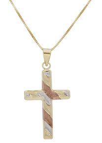 Firetti Damen Kreuzkette "Schmuck Geschenk Gold 375 Halsschmuck Halskette Goldkette Venezianer", Gelbgold 375, L: 45cm, rosa, Gelbgold 375, Halsketten