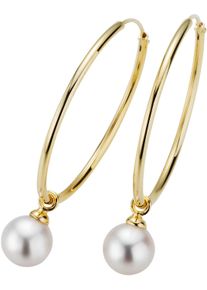 ADRIANA Damen Paar Creolen "Schmuck Geschenk Silber 925 Ohrringe Genua, G8-90", Silber 925 (Sterlingsilber)-Perlen, gold, Silber 925