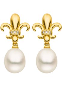 ADRIANA Damen Paar Ohrstecker "Schmuck Geschenk Silber 925 Ohrringe Fleur-de-lis Lilie Ravello, R27", Silber 925 (Sterlingsilber)-Perlen, gelb,