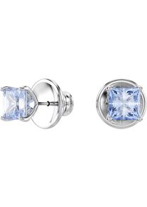 Swarovski Damen Paar Ohrstecker "Stilla Square Attract, 5430365, 5723561", Metall, blau, Metall, Ohrringe, mit Swarovski Kristall, Zirkonia (synth.)