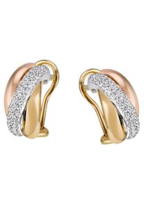 Firetti Damen Paar Creolen "Schmuck Geschenk Silber 925 Ohrschmuck tricolor glitzernd", Silber 925 (Sterlingsilber), rosa, Silber 925