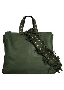 Samantha Look Damen Umhängetasche, grün, Leder, vintage, Taschen, echt Leder, Made in Italy